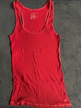 Distressed Vintage American Eagle Outfitters Dark Red Ribbed Scoop Tank